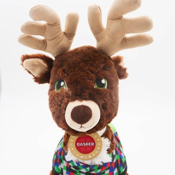 BAB Dasher Reindeer Plush, W/ Collar, Sweater, Stuffed Animal, Holiday Christmas - Picture 5 of 6